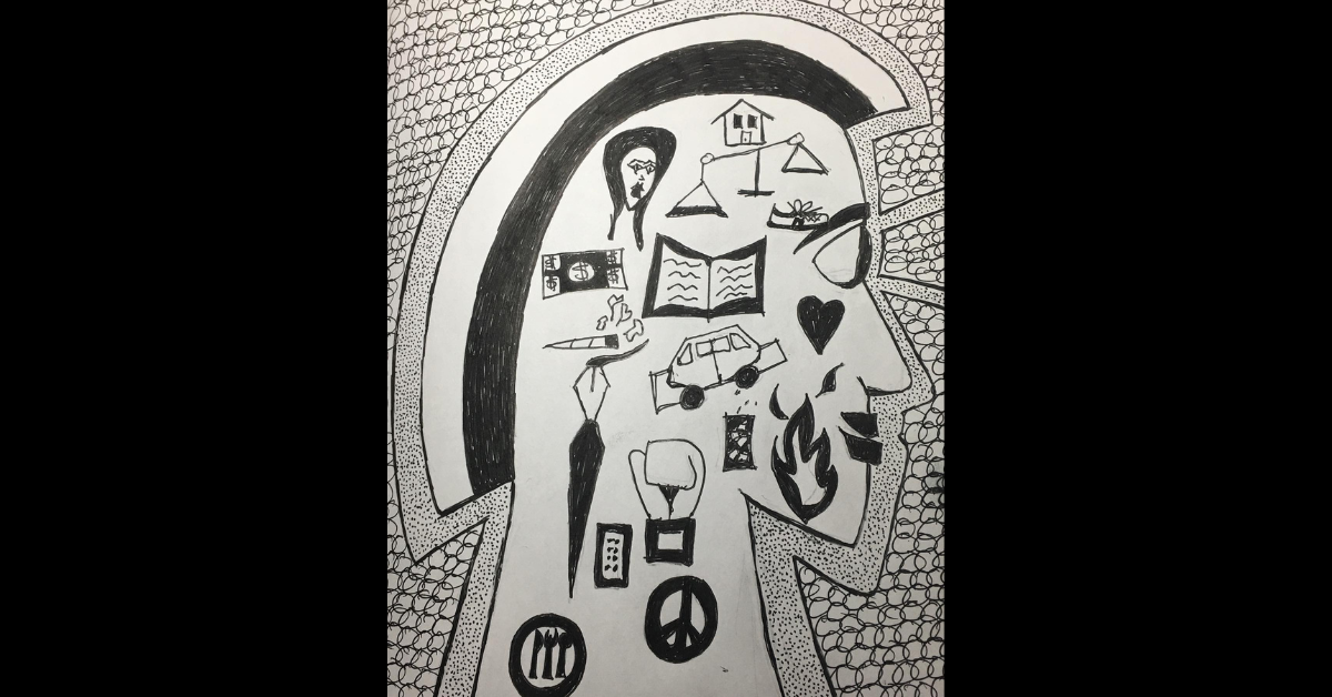 A drawing called ''Headspace'' by Eddie Signaigo