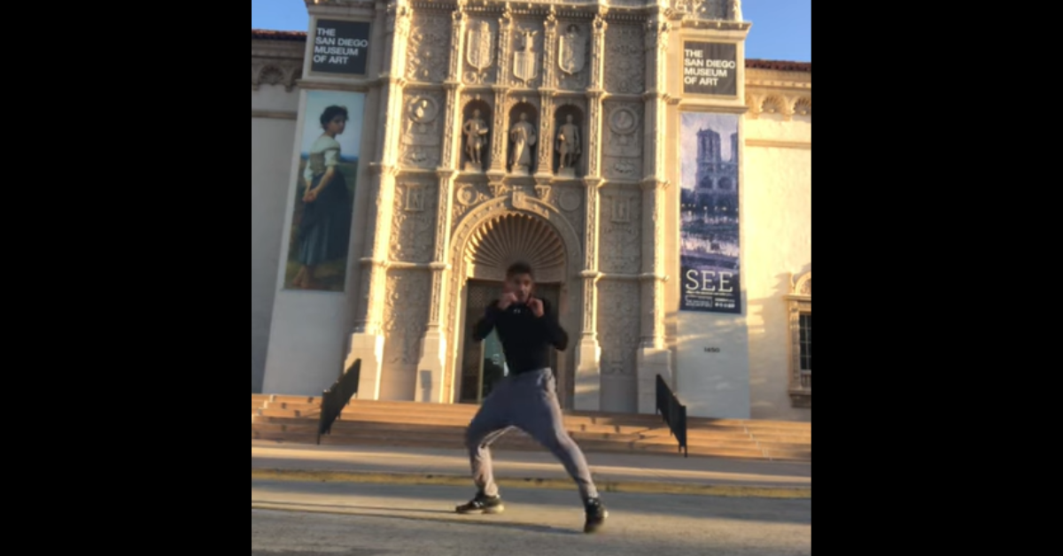 Shadow boxing in Balboa Park