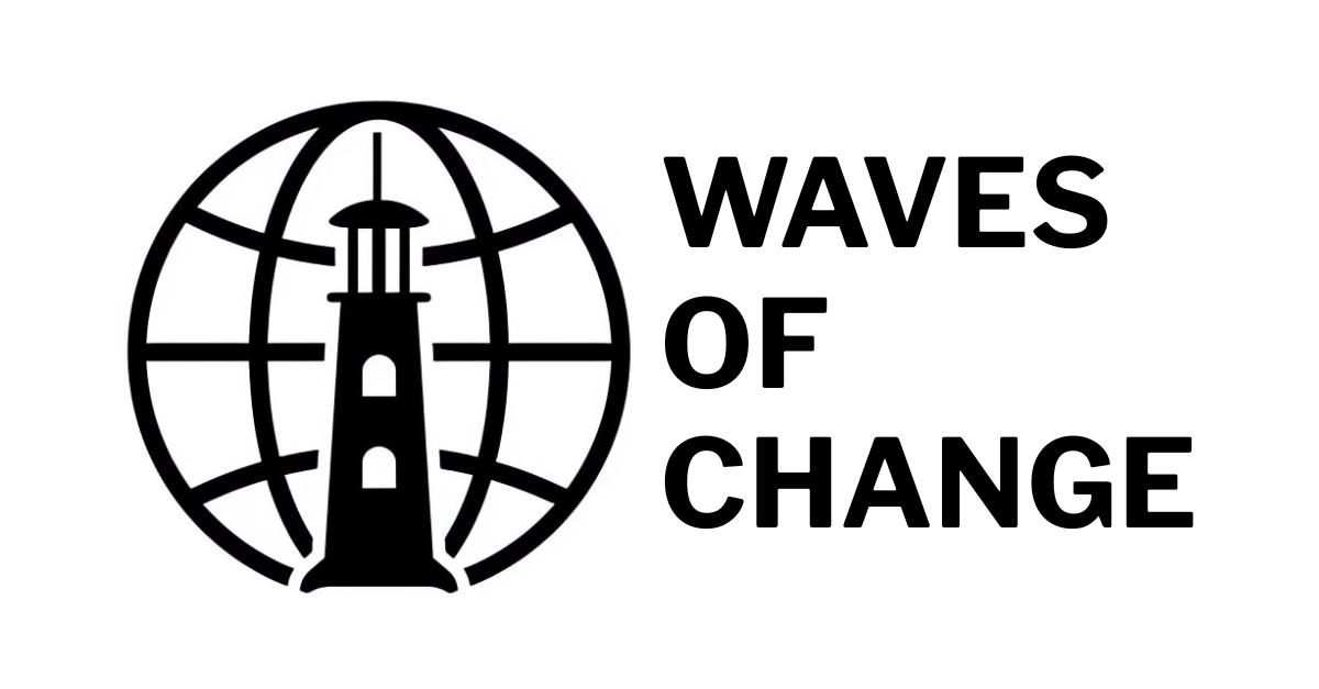 Waves of Change cover image with globe logo