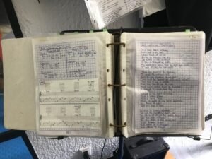 Eddie Signaigo's guitar notebook.