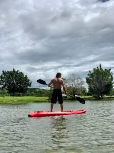 Kayaking at the lake.