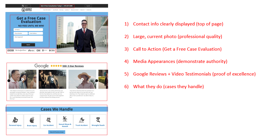 Gomez Trial Attorneys Sample Homepage