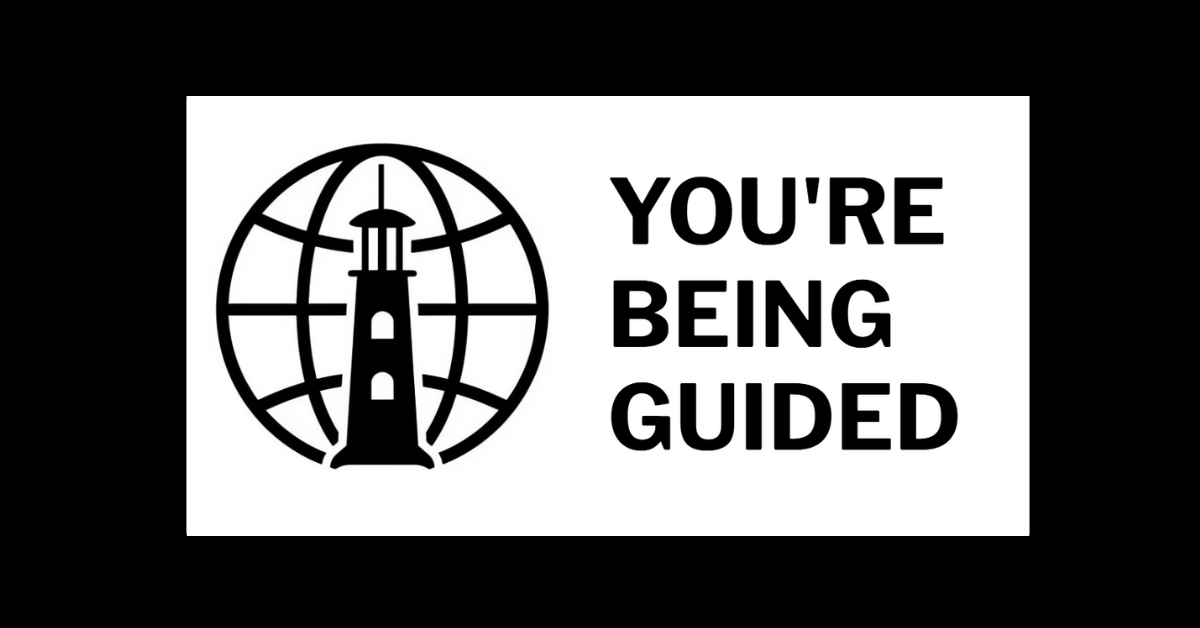 Relax. You're Being Guided. Blog cover photo with globe logo.