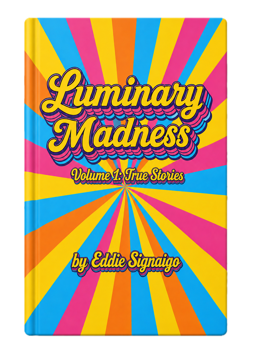 Luminary Madness Book Cover, starburst design with pastel colors