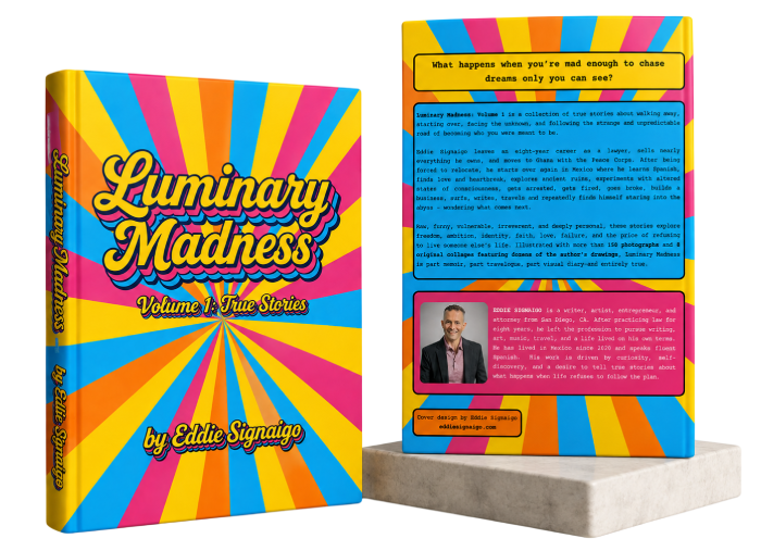 Luminary Madness Book Display - Front and back cover - Starburst design with pastel colors